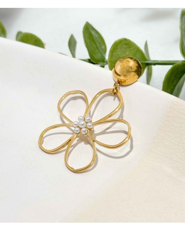 Boucles d'oreilles - fleur - grosses - imposantes - Flora - acier inoxydable  - paloma bijoux