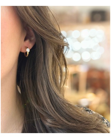 Boucles d'oreilles - créoles - strass - doré - petites - mini - acier inoxydable  - paloma bijoux