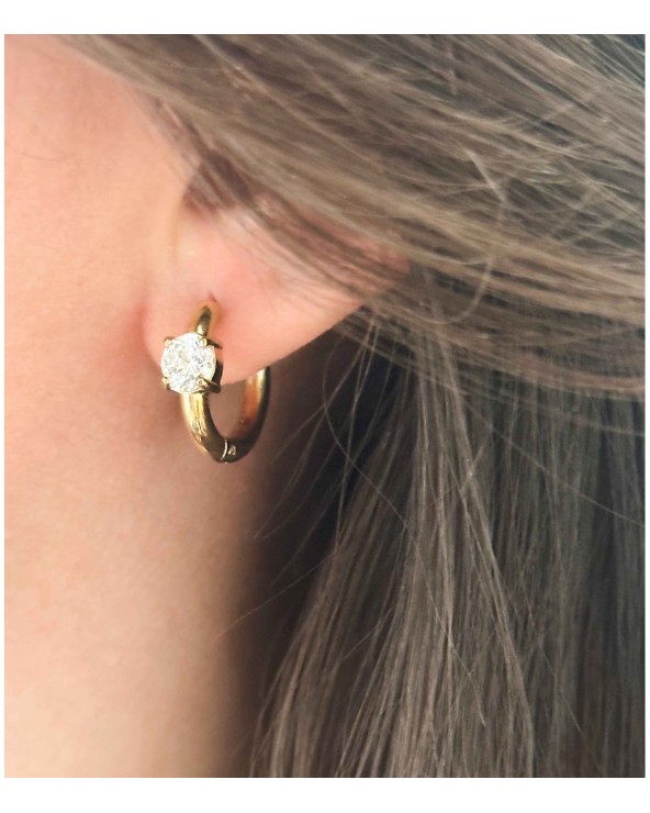 Boucles d'oreilles - créoles - strass - doré - petites - mini - acier inoxydable  - paloma bijoux