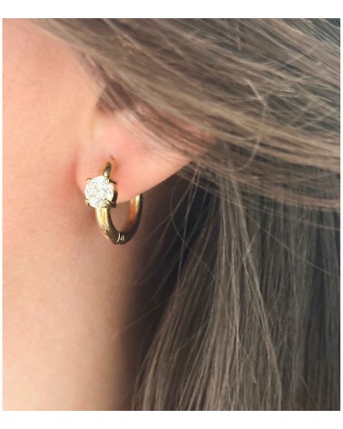 Boucles d'oreilles - créoles - strass - doré - petites - mini - acier inoxydable  - paloma bijoux