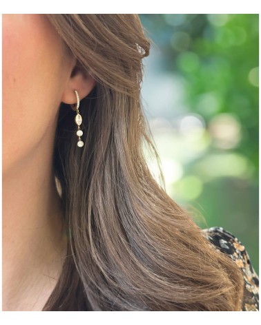Boucles d'oreilles - pendantes - créoles à strass - doré - gouttes - acier inoxydable  - paloma bijoux