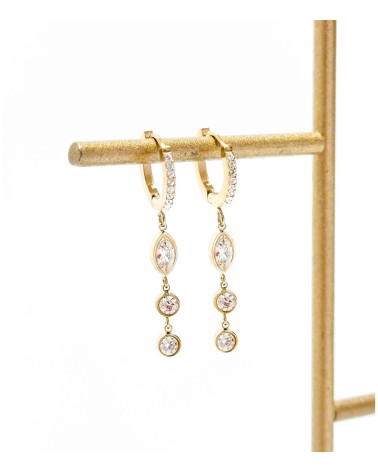 Boucles d'oreilles - pendantes - créoles à strass - doré - gouttes - acier inoxydable  - paloma bijoux