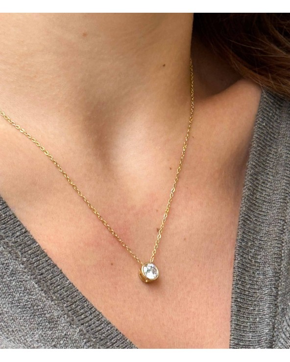 Collier - long - strass - pendentif - réglable - diamant - paloma bijoux - acier inoxydable
