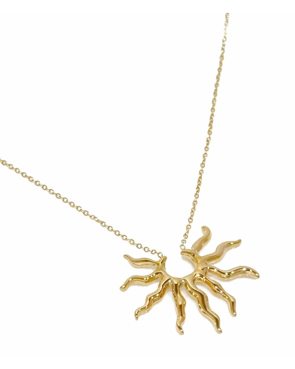 Collier - long - plongeant - soleil - pendentif - sun - réglable - diamant - paloma bijoux - acier inoxydable