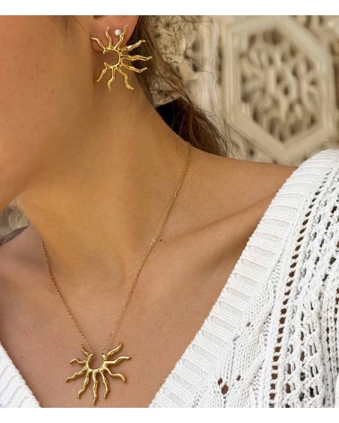 Boucles d'oreilles - demi soleil - sun - rayon - acier inoxydable - été - rouille pas - plage - paloma bijoux