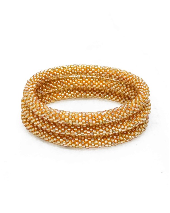 Bracelet népalais - beige - orange - multicolore - coloré  - flèche - doré - perles - tissé à la main - été