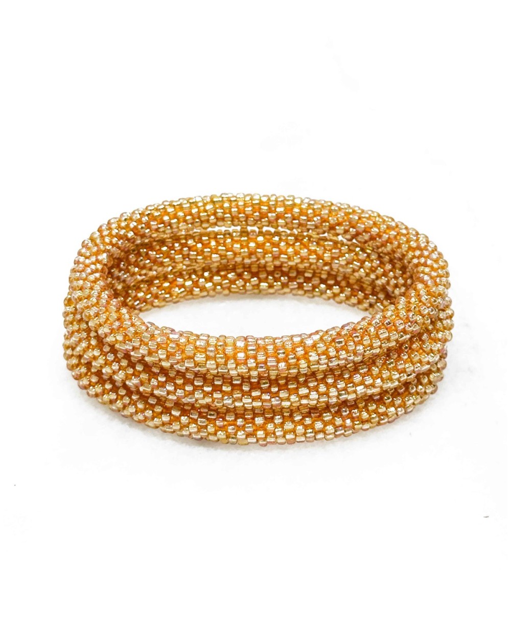 Bracelet népalais - beige - orange - multicolore - coloré  - flèche - doré - perles - tissé à la main - été