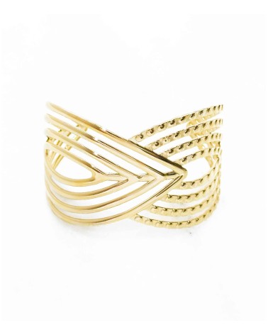 Manchette ajustable - acier inoxydable - doré - large - effet martelé - bracelet Paloma Bijoux - tendance printemps 2025