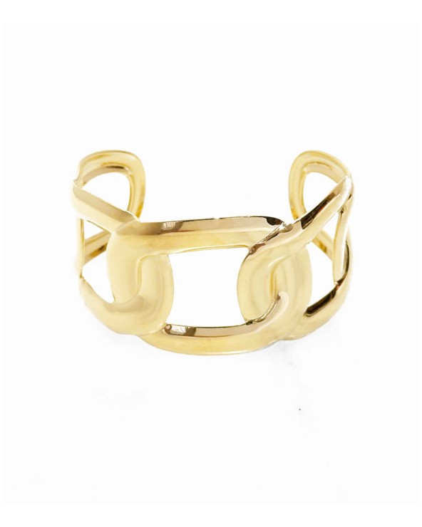 Manchette ajustable - acier inoxydable - doré - large - effet martelé - bracelet Paloma Bijoux - tendance printemps 2025