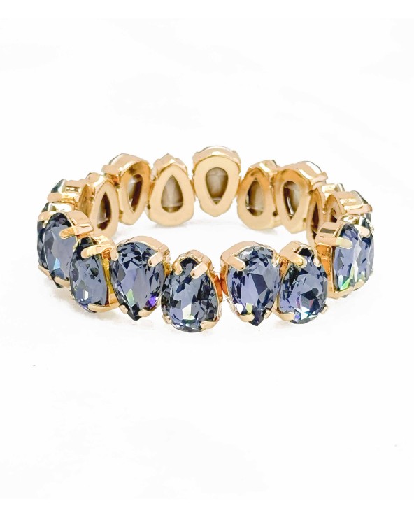 Bracelet cristal K9 - forme de goutte - vert d'eau - bleu gris - doré - laiton - strass - bicolore - paloma bijoux