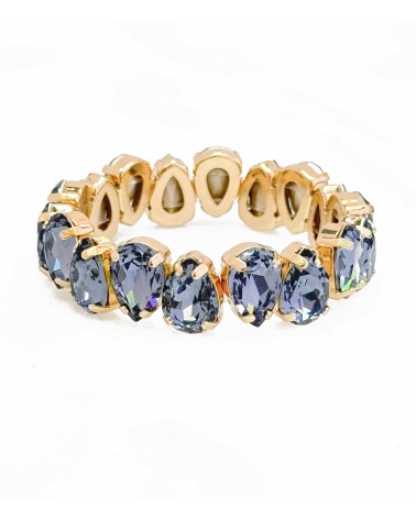 Bracelet cristal K9 - forme de goutte - vert d'eau - bleu gris - doré - laiton - strass - bicolore - paloma bijoux