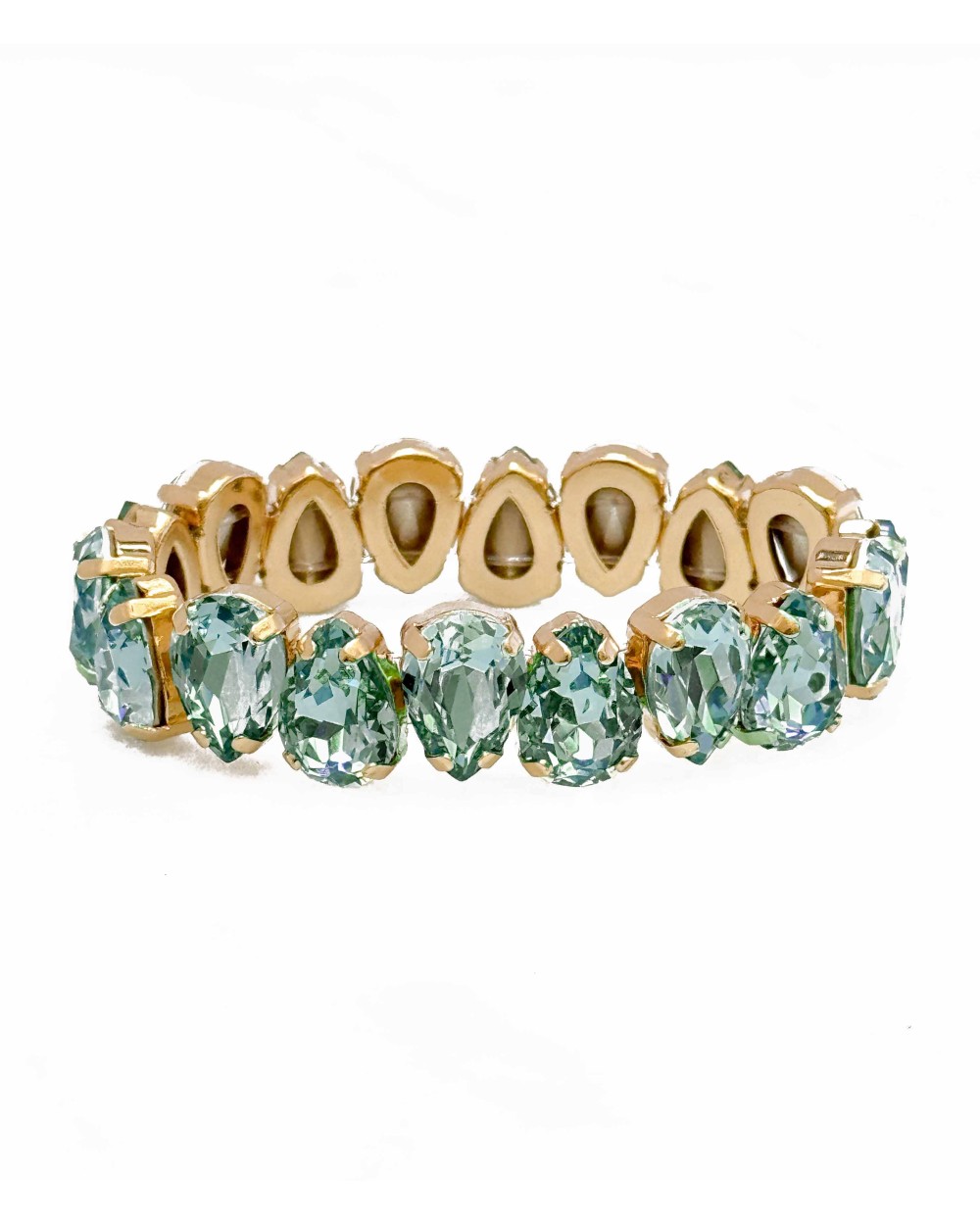 Bracelet cristal K9 - forme de goutte - vert d'eau - vert - bleu - doré - laiton - strass - bicolore - paloma bijoux