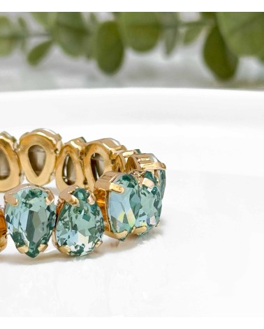 Bracelet cristal K9 - forme de goutte - vert d'eau - vert - bleu - doré - laiton - strass - bicolore - paloma bijoux