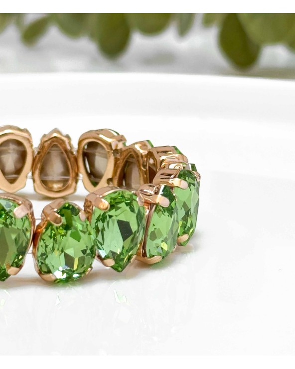 Bracelet cristal K9 - forme de goutte - vert pomme - doré - laiton - strass - bicolore - paloma bijoux