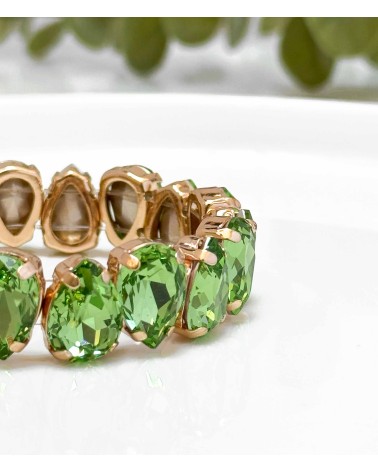 Bracelet cristal K9 - forme de goutte - vert pomme - doré - laiton - strass - bicolore - paloma bijoux