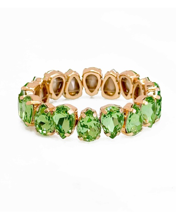 Bracelet cristal K9 - forme de goutte - vert pomme - doré - laiton - strass - bicolore - paloma bijoux