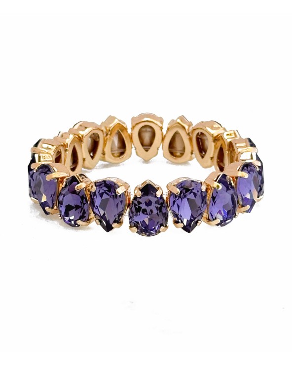 Bracelet cristal K9 - forme de goutte - violet - doré - laiton - strass - bicolore - paloma bijoux