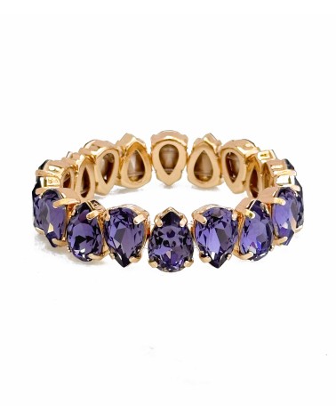 Bracelet cristal K9 - forme de goutte - violet - doré - laiton - strass - bicolore - paloma bijoux