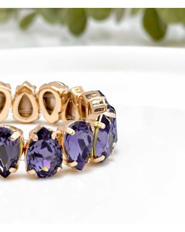 Bracelet cristal K9 - forme de goutte - violet - doré - laiton - strass - bicolore - paloma bijoux