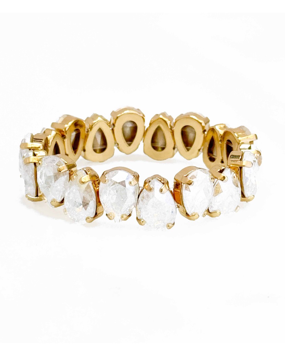 Bracelet cristal K9 - forme de goutte - blanc - transparent - paillettes - doré - laiton - strass - bicolore - paloma bijoux