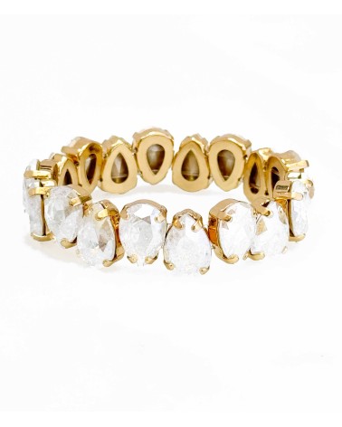 Bracelet cristal K9 - forme de goutte - blanc - transparent - paillettes - doré - laiton - strass - bicolore - paloma bijoux