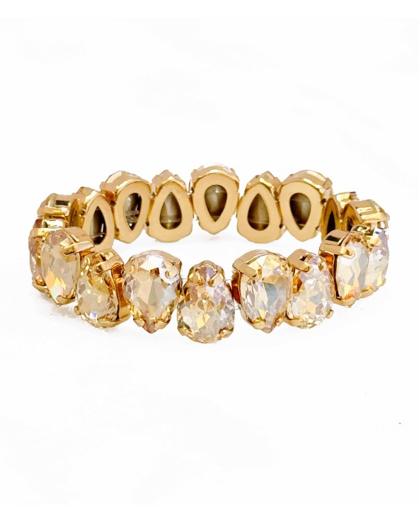 Bracelet cristal K9 - forme de goutte - beige - doré - laiton - strass - bicolore - paloma bijoux