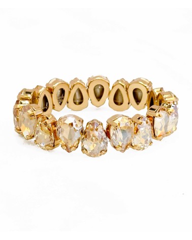 Bracelet cristal K9 - forme de goutte - beige - doré - laiton - strass - bicolore - paloma bijoux