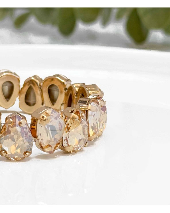 Bracelet cristal K9 - forme de goutte - beige - doré - laiton - strass - bicolore - paloma bijoux