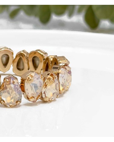 Bracelet cristal K9 - forme de goutte - beige - doré - laiton - strass - bicolore - paloma bijoux