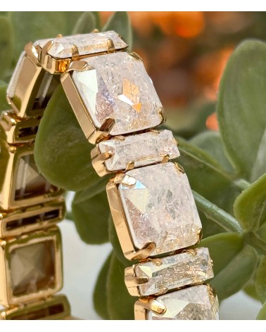 Bracelet cristal K9 - forme de goutte - blanc - transparent - craquelé - doré - laiton - strass - paloma bijoux