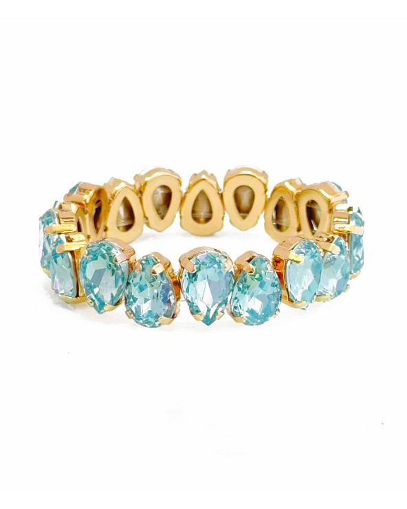 Bracelet cristal K9 - forme de goutte - bleu ciel - doré - laiton - strass - bicolore - paloma bijoux