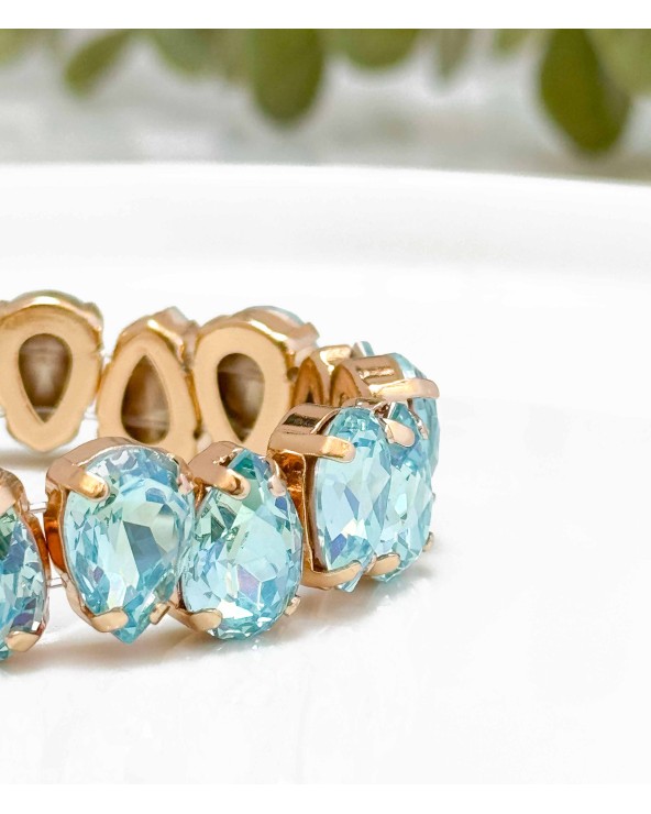 Bracelet cristal K9 - forme de goutte - bleu ciel - doré - laiton - strass - bicolore - paloma bijoux