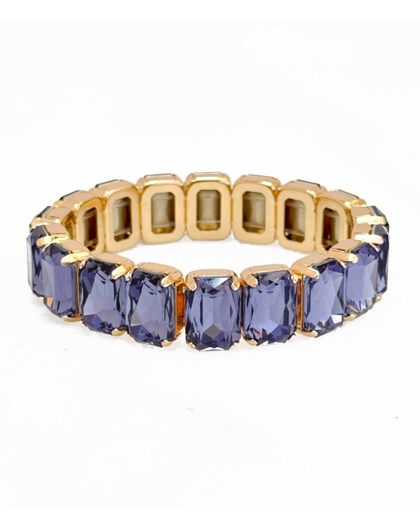 Bracelet cristal K9 - rectangle - violet lavande - doré - laiton - strass - bicolore - paloma bijoux