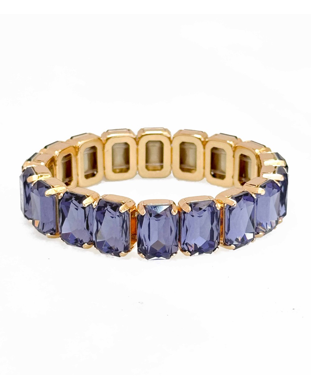 Bracelet cristal K9 - rectangle - violet lavande - doré - laiton - strass - bicolore - paloma bijoux