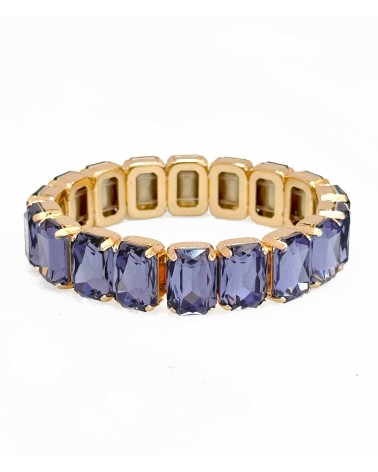 Bracelet cristal K9 - rectangle - violet lavande - doré - laiton - strass - bicolore - paloma bijoux