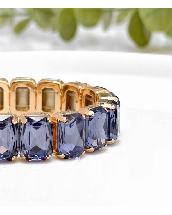 Bracelet cristal K9 - rectangle - violet lavande - doré - laiton - strass - bicolore - paloma bijoux