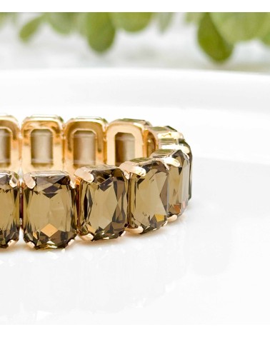 Bracelet cristal K9 - rectangle - marron - doré - laiton - strass - bicolore - paloma bijoux