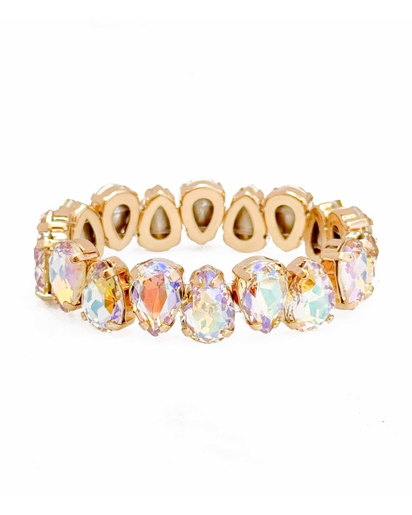 Bracelet cristal K9 - gouttes - holographique - doré - laiton - strass - paloma bijoux