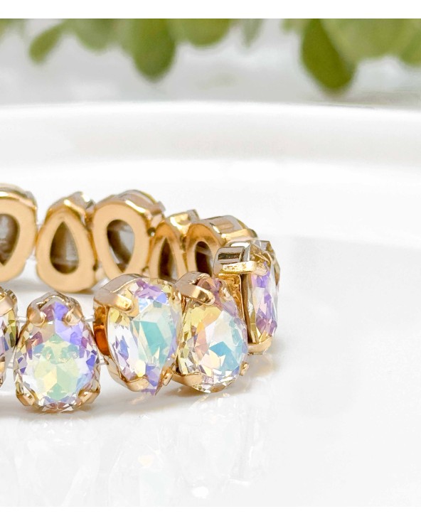 Bracelet cristal K9 - gouttes - holographique - doré - laiton - strass - paloma bijoux