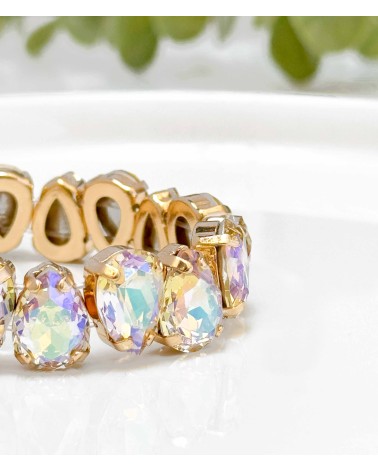 Bracelet cristal K9 - gouttes - holographique - doré - laiton - strass - paloma bijoux