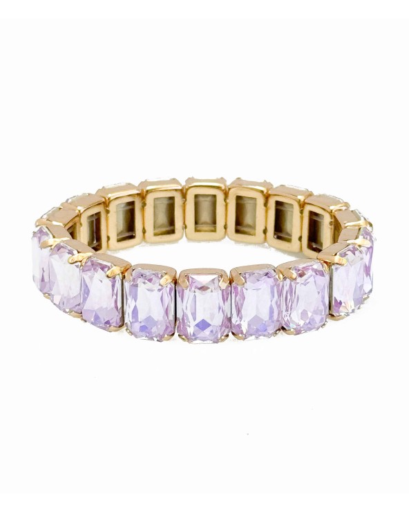 Bracelet cristal K9 - rectangle - violet lila - doré - laiton - strass - paloma bijoux