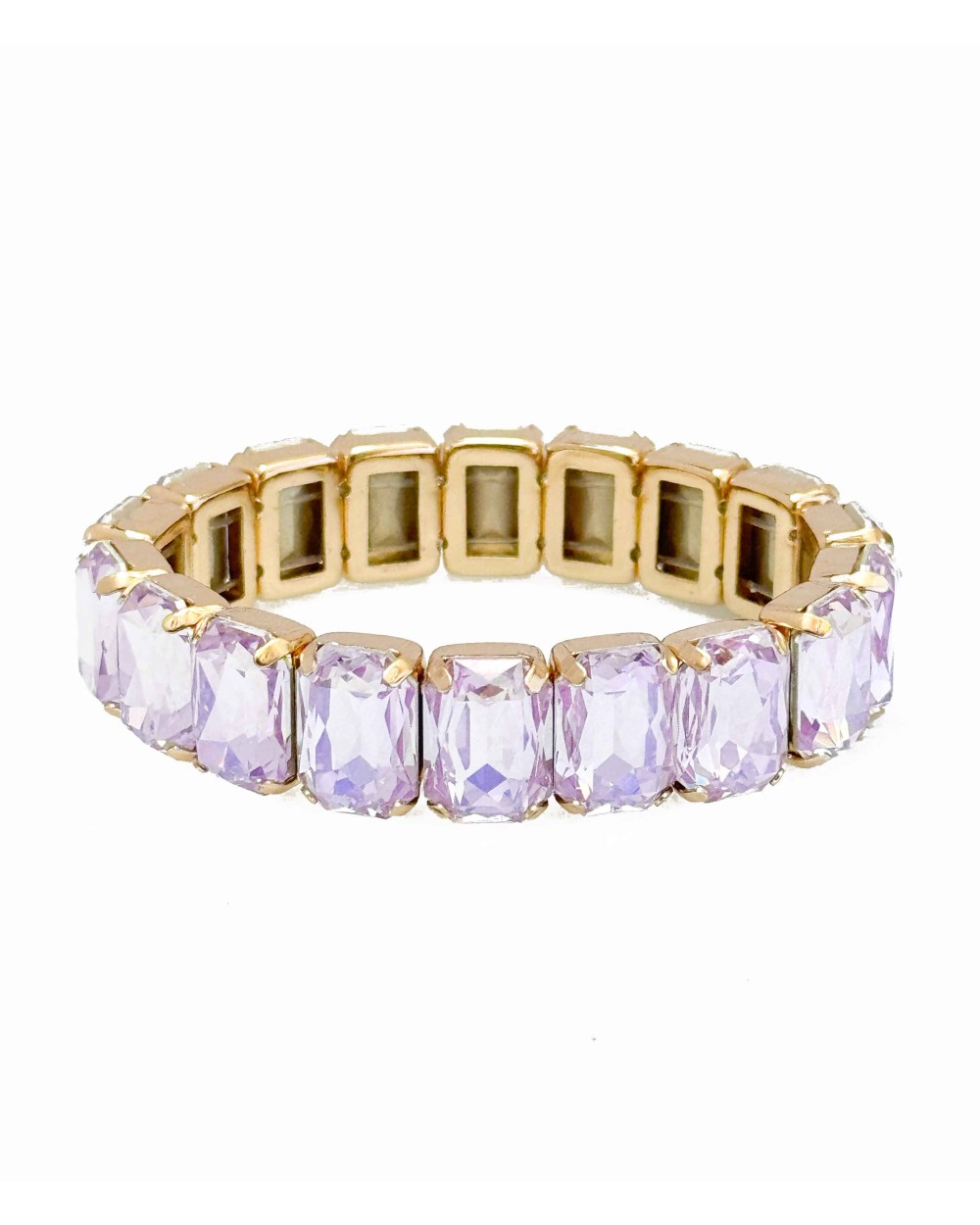Bracelet cristal K9 - rectangle - violet lila - doré - laiton - strass - paloma bijoux