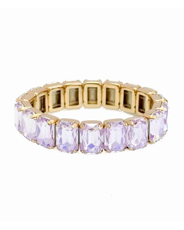 Bracelet cristal K9 - rectangle - violet lila - doré - laiton - strass - paloma bijoux
