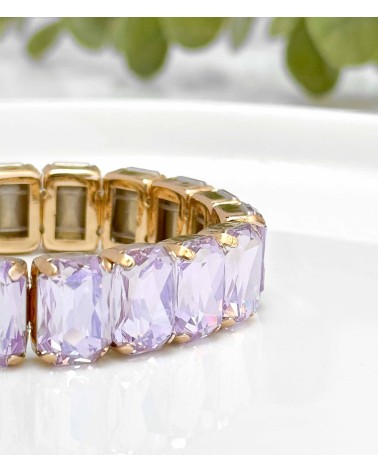 Bracelet cristal K9 - rectangle - violet lila - doré - laiton - strass - paloma bijoux