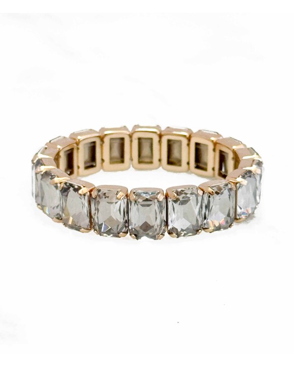 Bracelet cristal K9 - rectangles - gris - doré - laiton - strass - bicolore - paloma bijoux