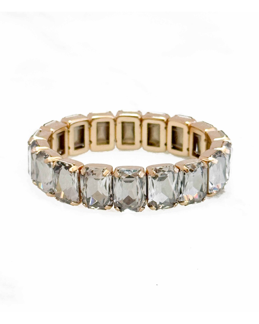 Bracelet cristal K9 - rectangles - gris - doré - laiton - strass - bicolore - paloma bijoux