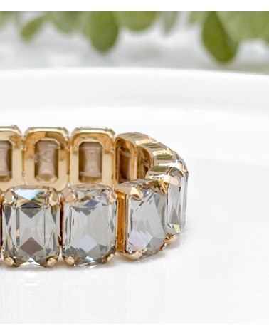 Bracelet cristal K9 - rectangles - gris - doré - laiton - strass - bicolore - paloma bijoux