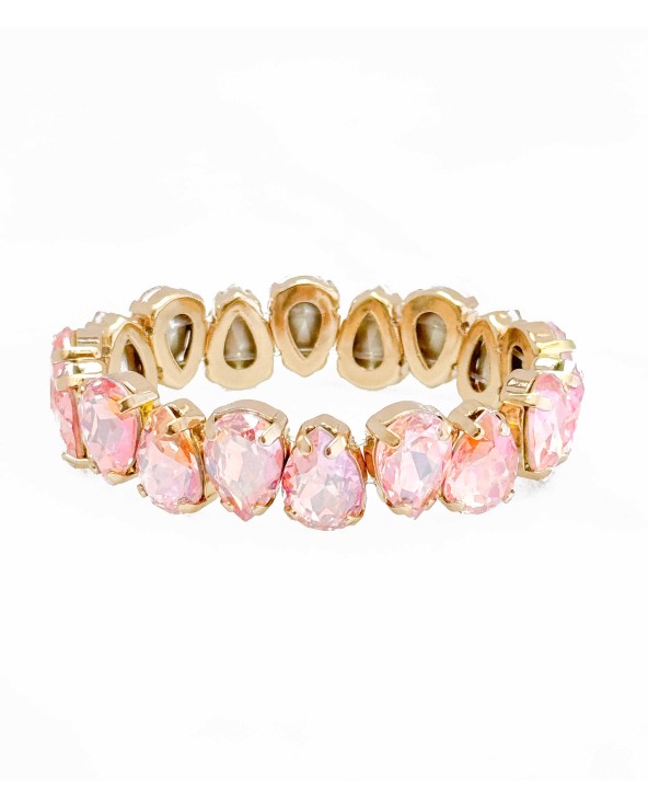 Bracelet cristal K9 - forme de goutte - rose - doré - laiton - strass - bicolore - paloma bijoux