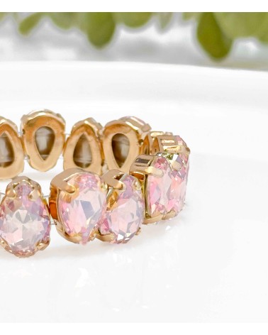 Bracelet cristal K9 - forme de goutte - rose - doré - laiton - strass - bicolore - paloma bijoux