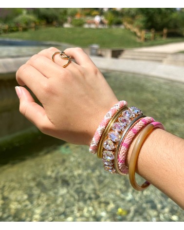 Bracelet cristal K9 - rectangle - violet lila - doré - laiton - strass - paloma bijoux